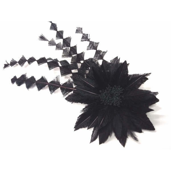 vintage květ z peří černý