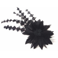 vintage květ z peří černý