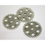 steampunk - 1 ks - ozubené kolečko - dírkové- staroantik stříbro