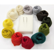 tvořivá sada -suché plstění - vánoční advetní  barvy