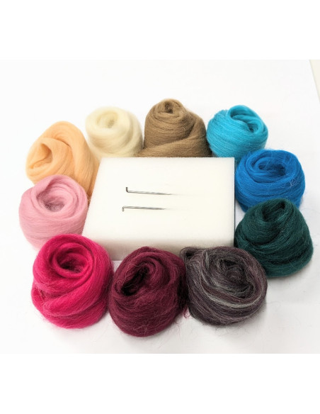 Sada pro suché plstění - vinovotyrkysovošedohnědá