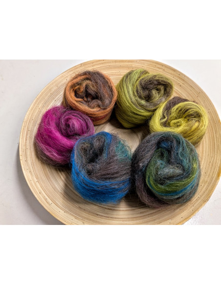 Kořenové děti  sada melirovné vlny  - jaro/zem mix ručně česané vlny