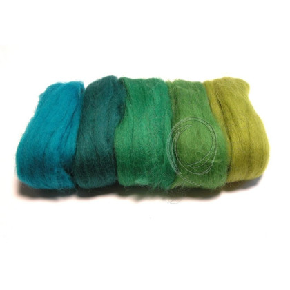 MERINO jemné DUHOVÁ SADA zelená 5x10g 2
